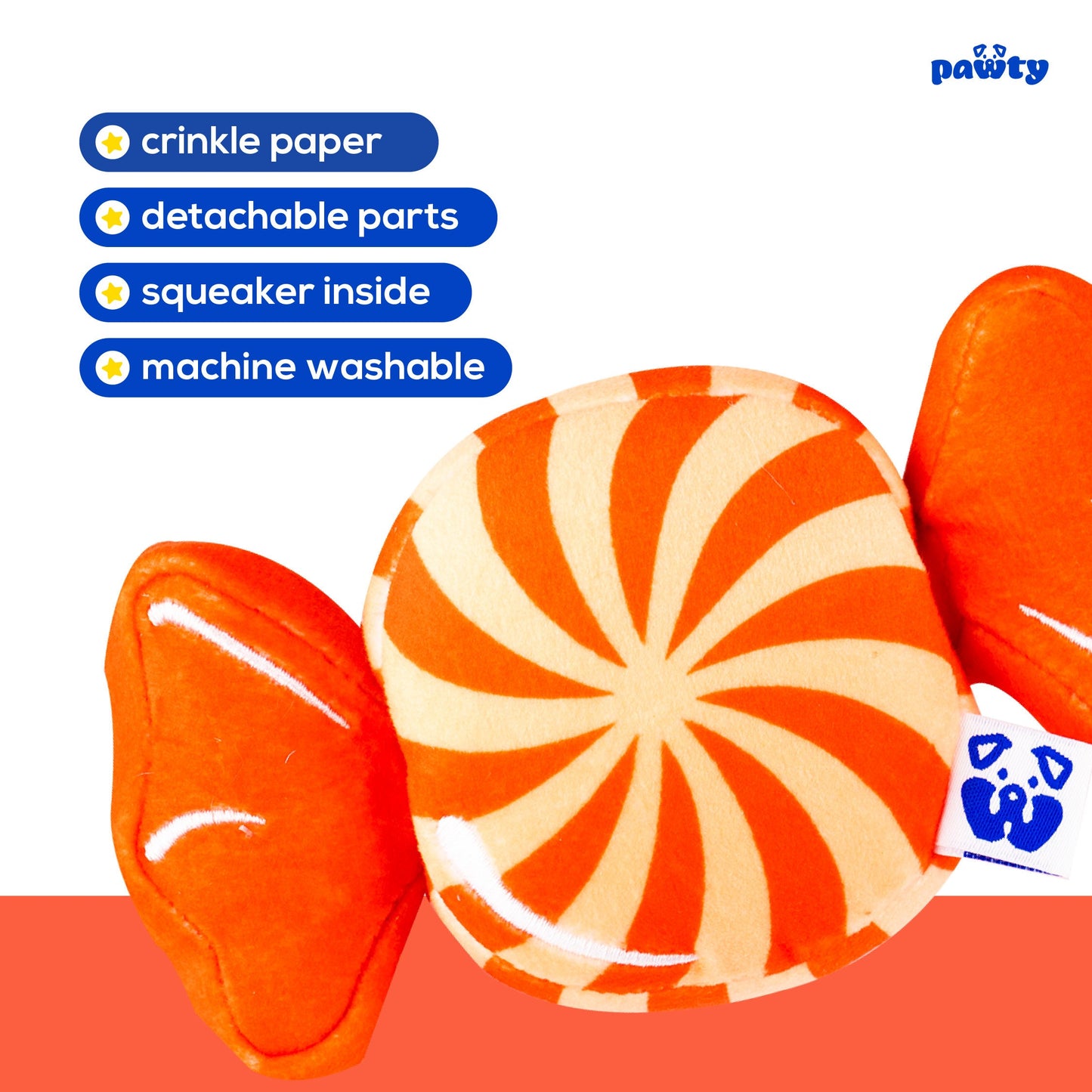 Candy swirl dog toy removable ends