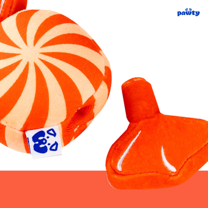 Candy swirl dog toy treat pockets
