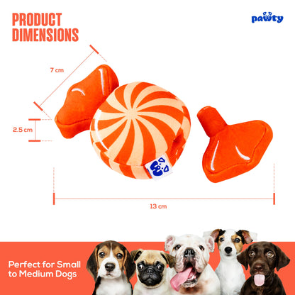 Candy swirl dog toy with dog
