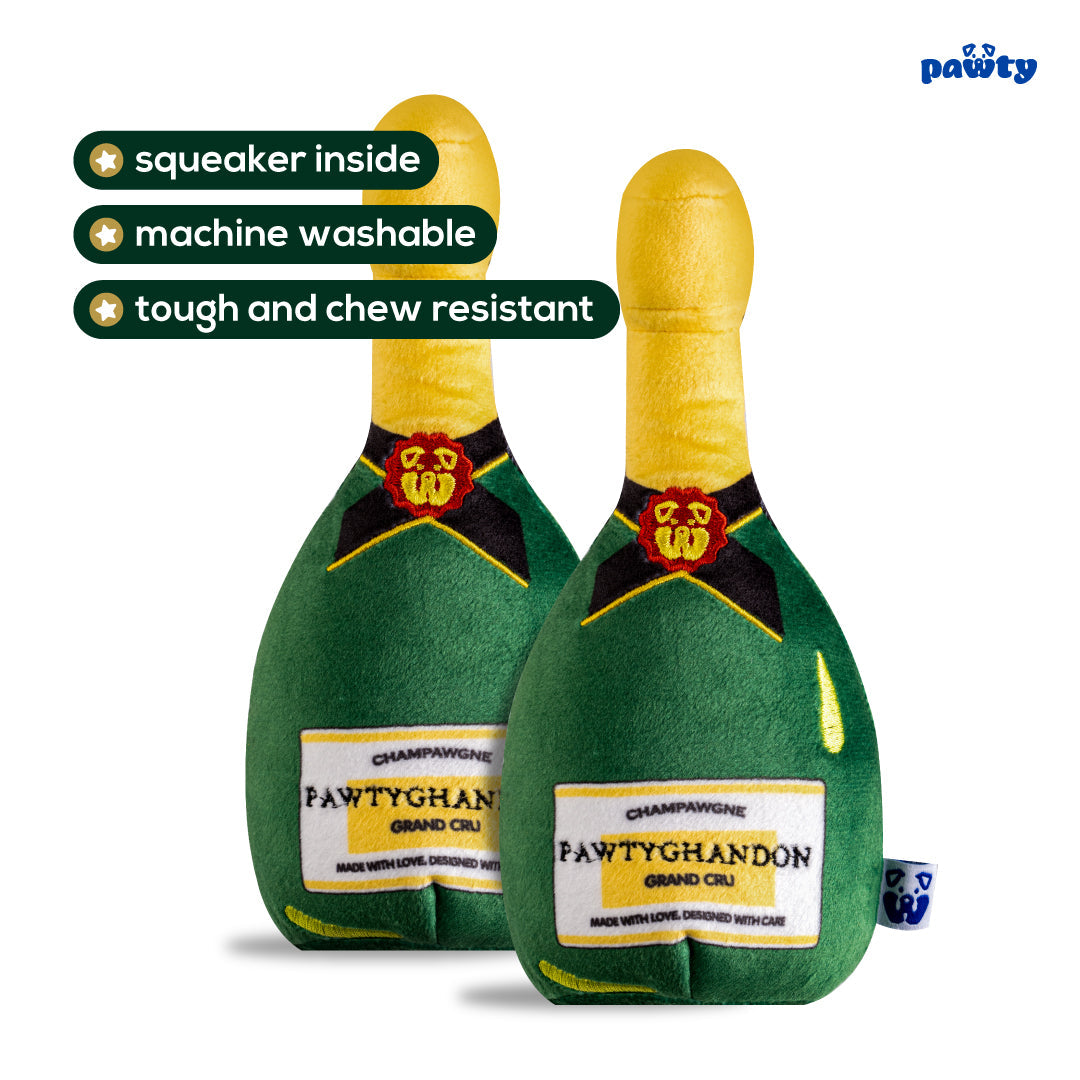 Champagne dog toy side view
