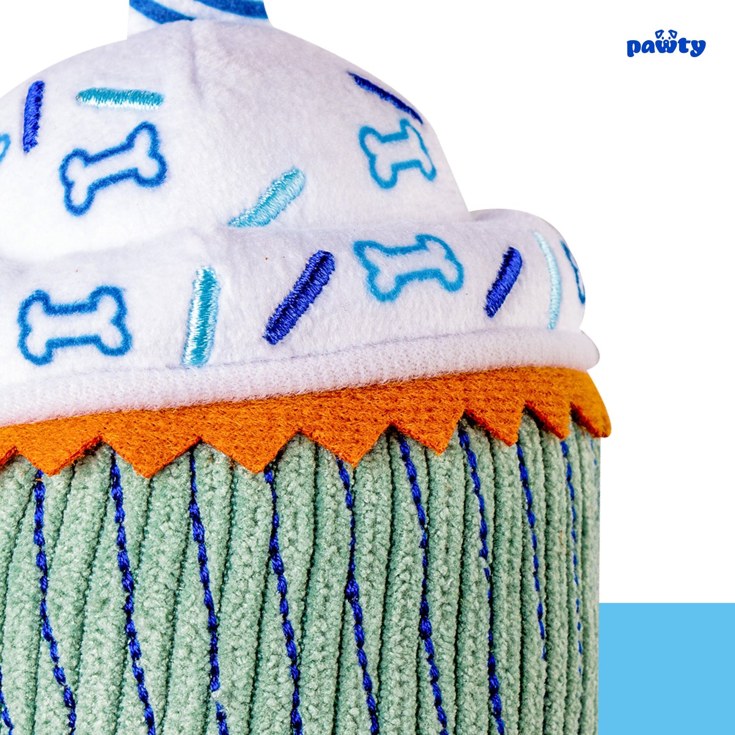 Blue cupcake plush dog toy