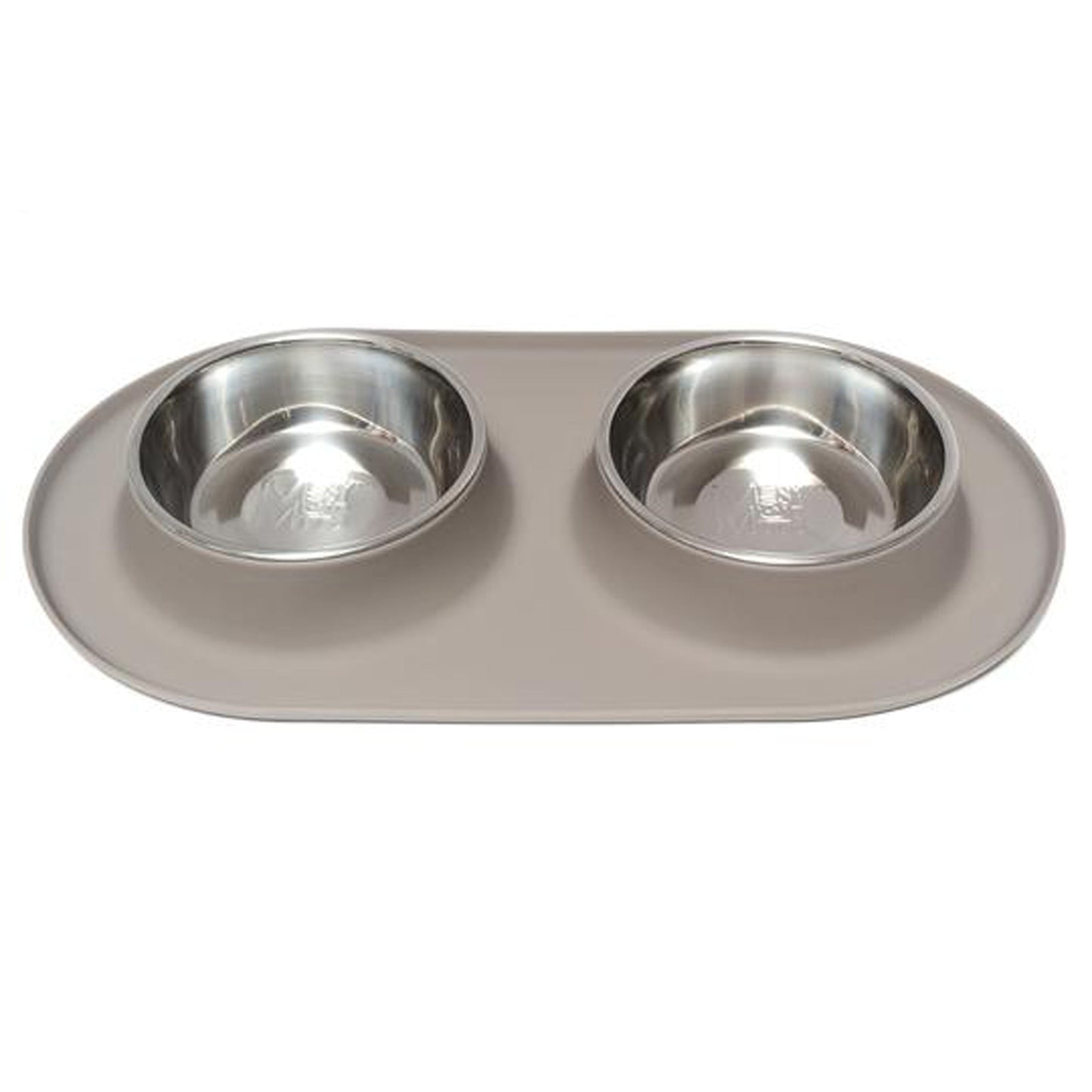 Double Silicone Dog Feeder with Stainless Bowls, Extra Large, 6 Cups Per Bowl, Grey