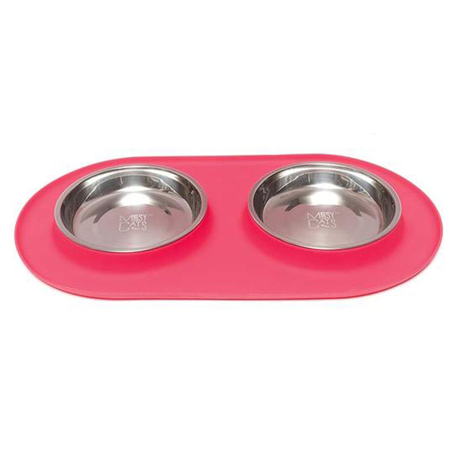 Double Silicone Cat Feeder with Stainless Saucer Shaped Bowl