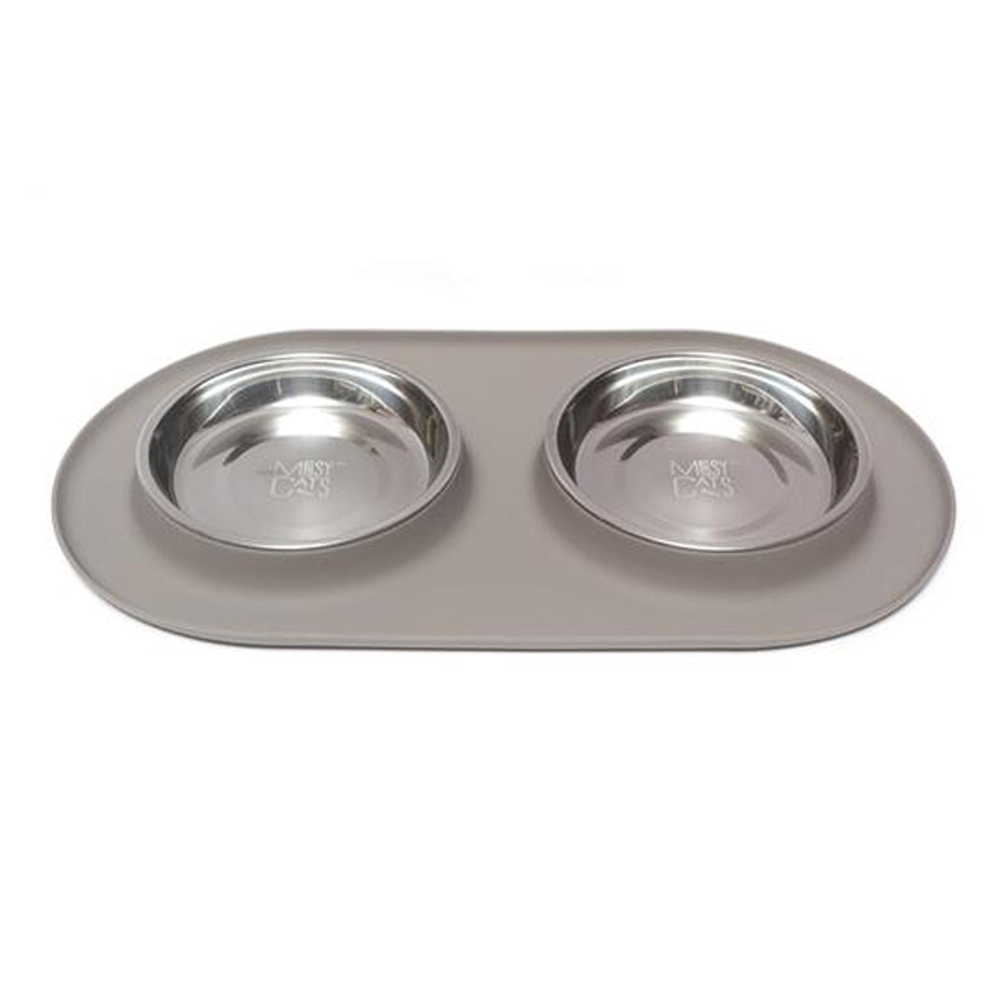 Double Silicone Cat Feeder with Stainless Saucer Shaped Bowl