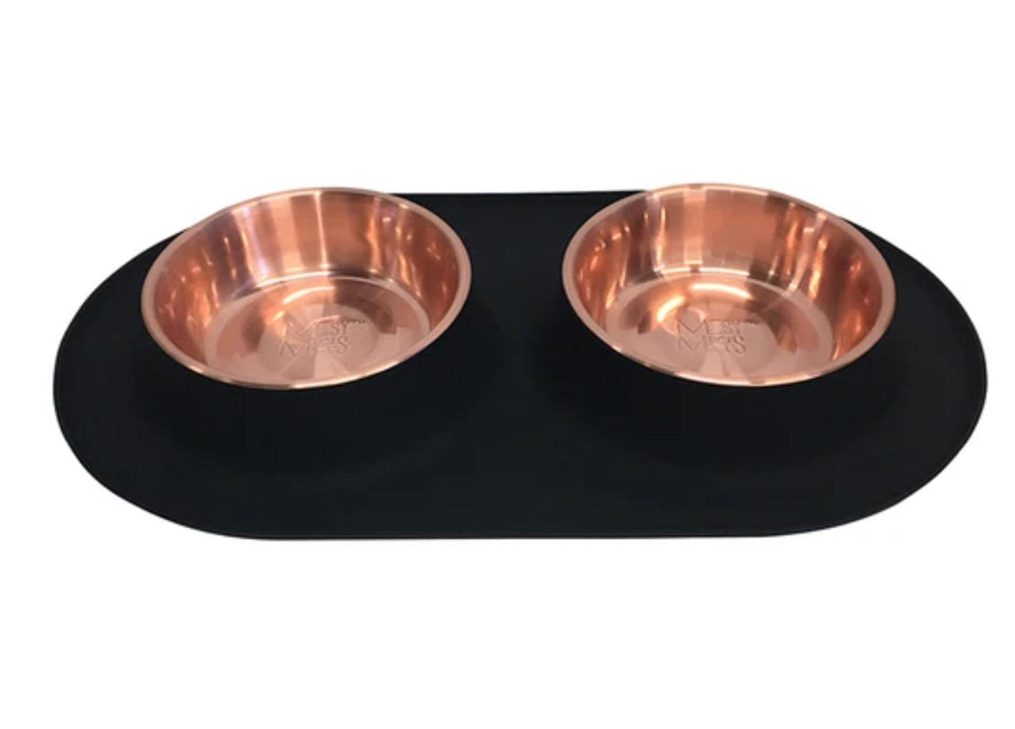 Double Silicone Dog Feeder with Copper Colored Bowls,1.5 Cups Per Bowl