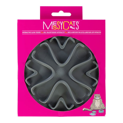 Messy Cats Interactive Slow Feeder, 6", Cool Grey