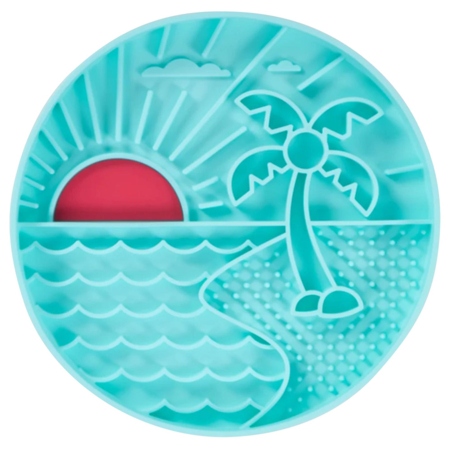 Beach Scene 8" Silicone Therapeutic Dog Lick Bowl-Interactive Dog Feeder