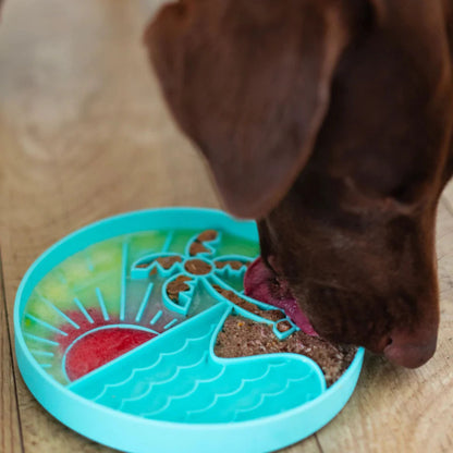 Beach Scene 8" Silicone Therapeutic Dog Lick Bowl-Interactive Dog Feeder
