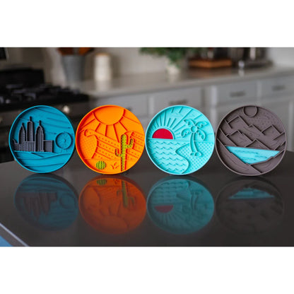 Beach Scene 8" Silicone Therapeutic Dog Lick Bowl-Interactive Dog Feeder