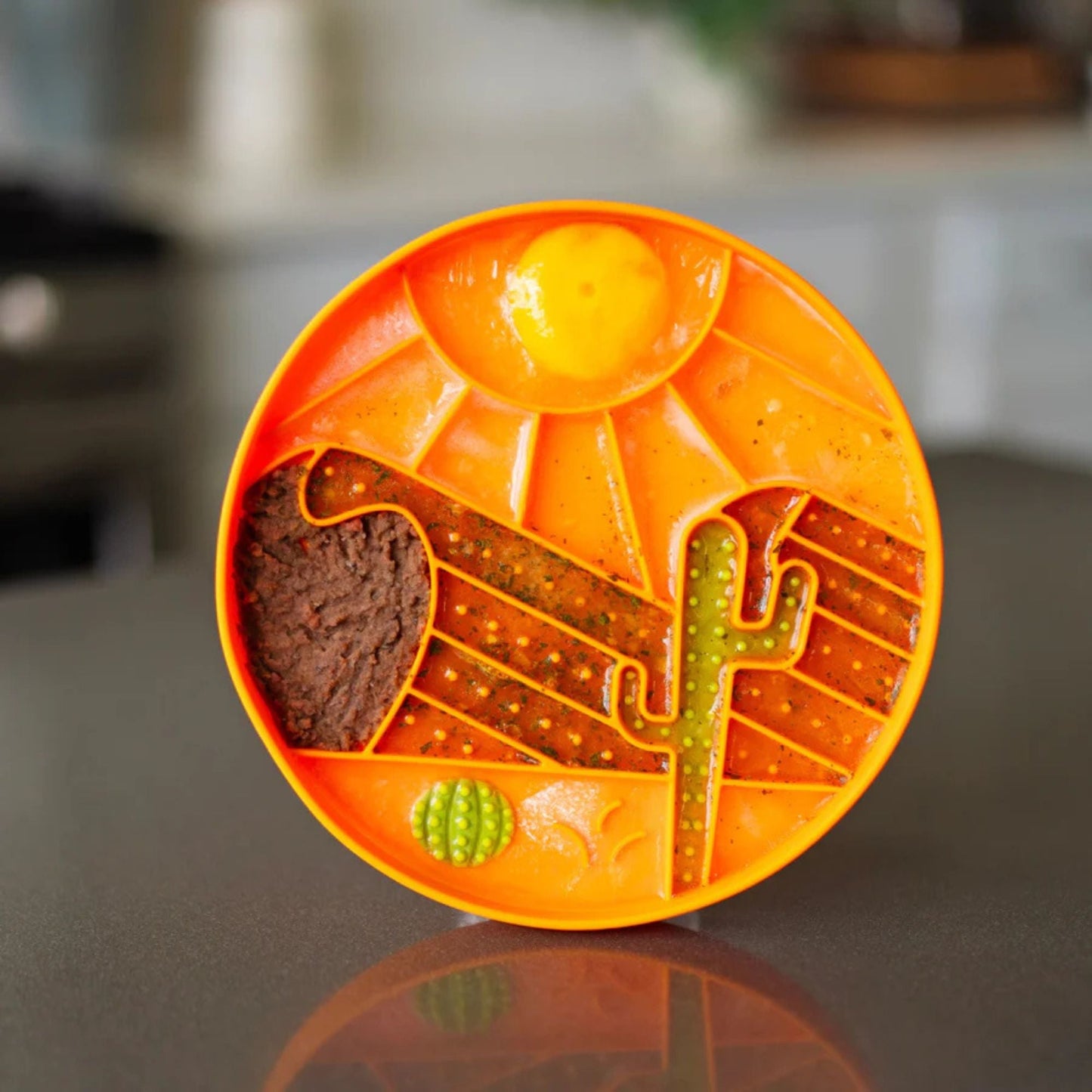 Desert Scene 8" Silicone Therapeutic Dog Lick Bowl-Interactive Dog Feeder