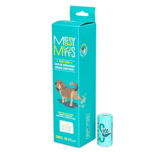 Messy Mutts Dog Advanced Biorecycle Poop Bag Teal 6 Rolls 240 Count