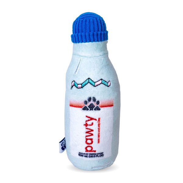 Water bottle plush dog toy