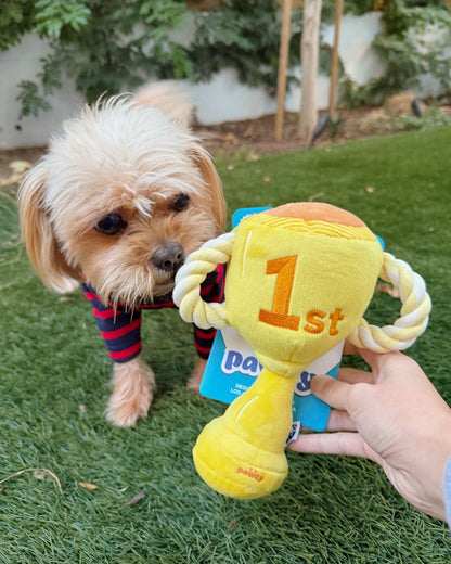 Trophy dog toy with dog